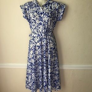 Vintage 70’s Floral Belted Midi Dress